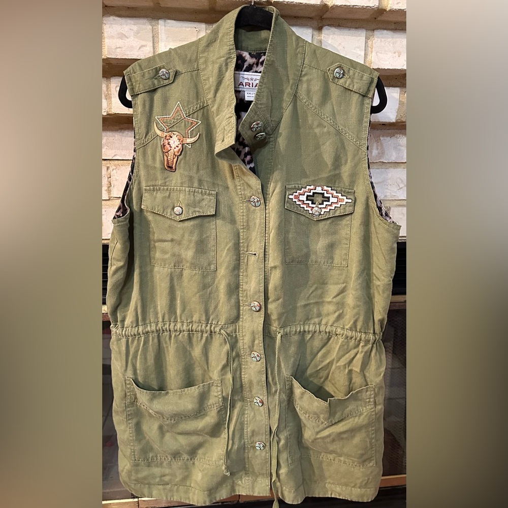 Green Western Vest with Patches